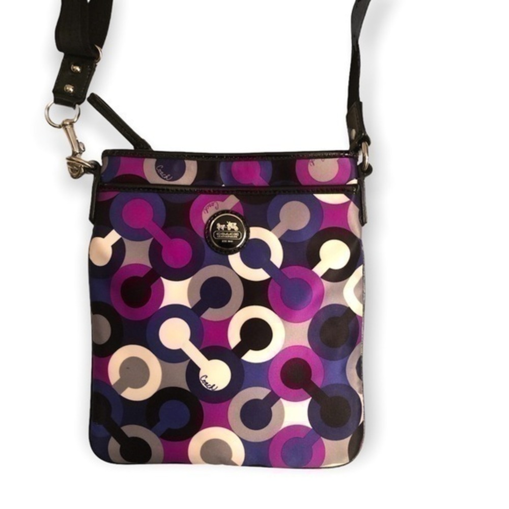 Coach blue and purple op art c swingpack crossbody bag